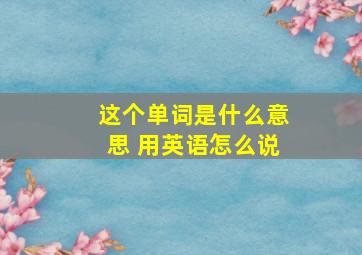 这个单词是什么意思 用英语怎么说